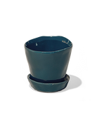 Chive Tika spruce ceramic small plant pot with drainage hole and detachable saucer.