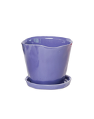 Chive Tika ultra violet ceramic medium plant pot with drainage hole and detachable saucer.
