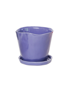 Chive Tika ultra violet ceramic medium plant pot with drainage hole and detachable saucer.