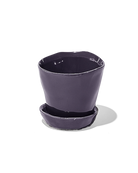 Chive Tika ultra violet ceramic small plant pot with drainage hole and detachable saucer.