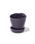 Chive Tika ultra violet ceramic small plant pot with drainage hole and detachable saucer.