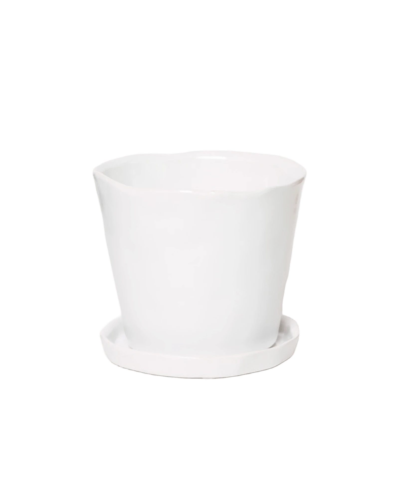 Chive Tika white ceramic large plant pot with drainage hole and detachable saucer.
