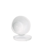 Close-up of the detachable saucer and drainage hole on a Chive Tika white ceramic large pot.