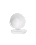 Close-up of the detachable saucer and drainage hole on a Chive Tika white ceramic large pot.