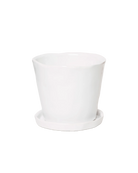 Chive Tika white ceramic medium plant pot with drainage hole and detachable saucer.