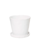 Chive Tika white ceramic medium plant pot with drainage hole and detachable saucer.