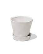 Chive Tika white ceramic small plant pot with drainage hole and detachable saucer.