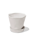 Chive Tika white ceramic small plant pot with drainage hole and detachable saucer.