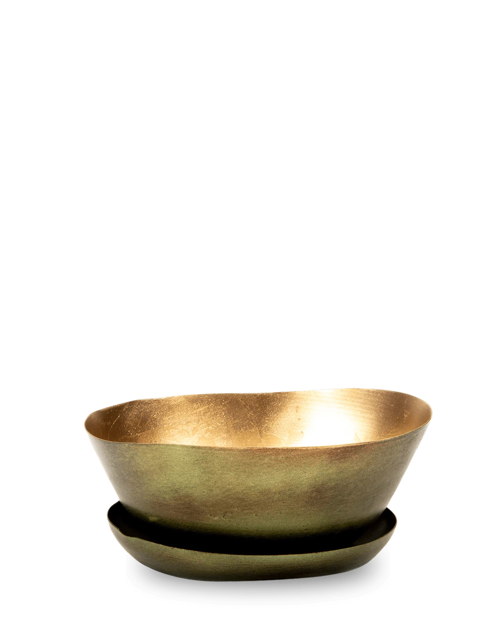 Chive Topper fern brown metal small succulent dish with drainage and detachable saucer.