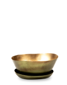 Chive Topper fern brown metal small succulent dish with drainage and detachable saucer.