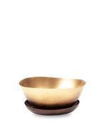 Chive Topper mahogany and gold metal small succulent dish with detachable drainage saucer.