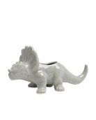 Chive Triceratops Almost Aqua color ceramic dinosaur shaped succulent planter with no drainage.
