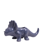 Chive Triceratops Blue Stone color ceramic dinosaur shaped succulent planter with no drainage.