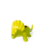 Chive Triceratops chartreuse color ceramic dinosaur shaped succulent planter with no drainage.