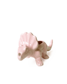 Chive Triceratops pink ceramic dinosaur shaped succulent planter with no drainage.