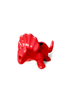 Chive Triceratops red ceramic dinosaur shaped succulent planter with no drainage.