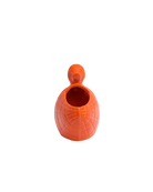 Back view of a Chive Turtle Orange color ceramic turtle shaped succulent planter with no drainage.
