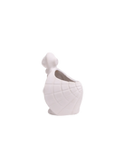 Back view of a Chive Turtle White color ceramic turtle shaped succulent planter with no drainage.