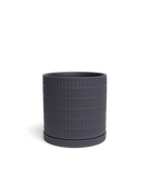 Chive Virago A large black textured porcelain pot with drainage hole and detachable saucer.