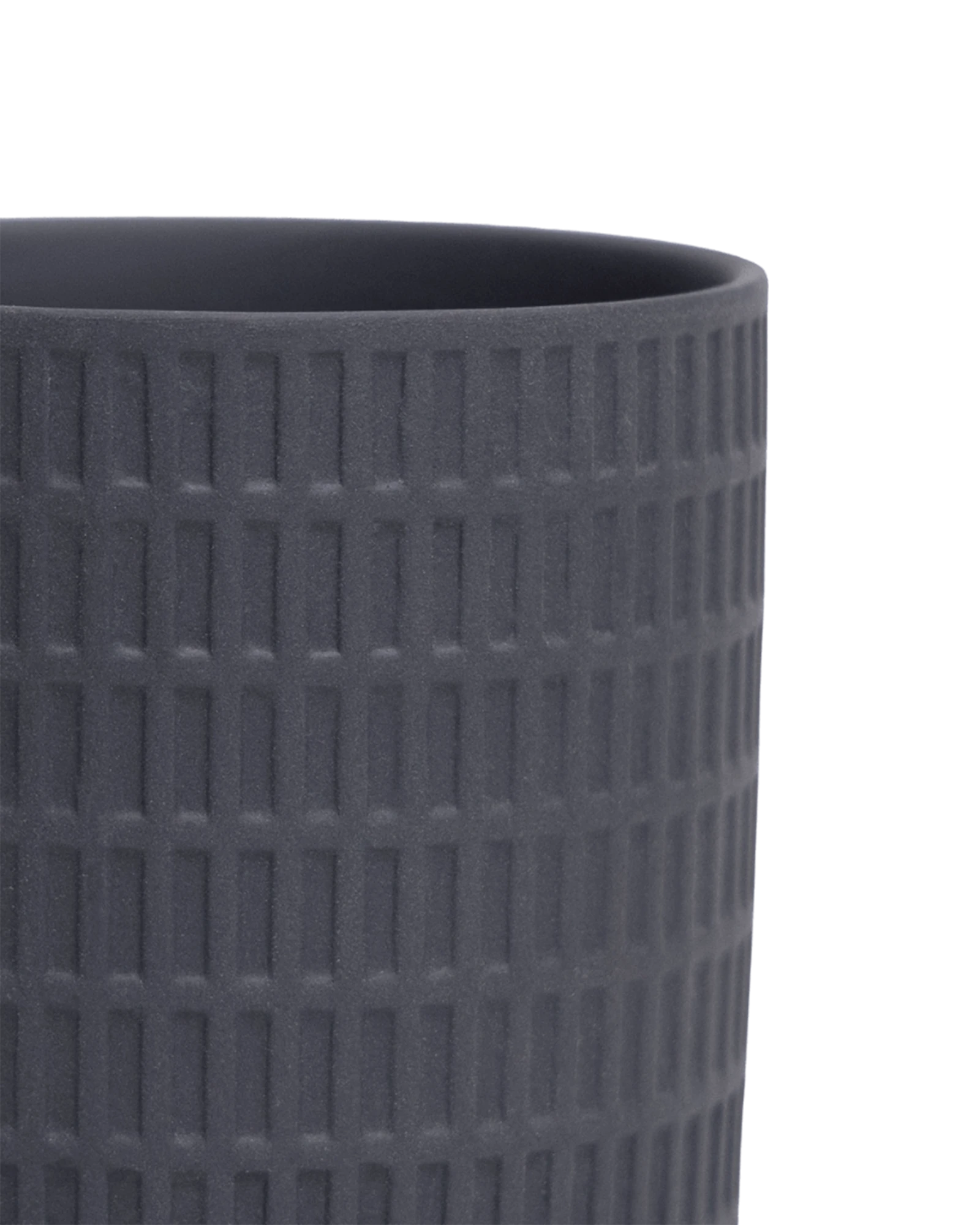 Close-up of the Chive Virago A small black porcelain pot showing the color and textured finish.