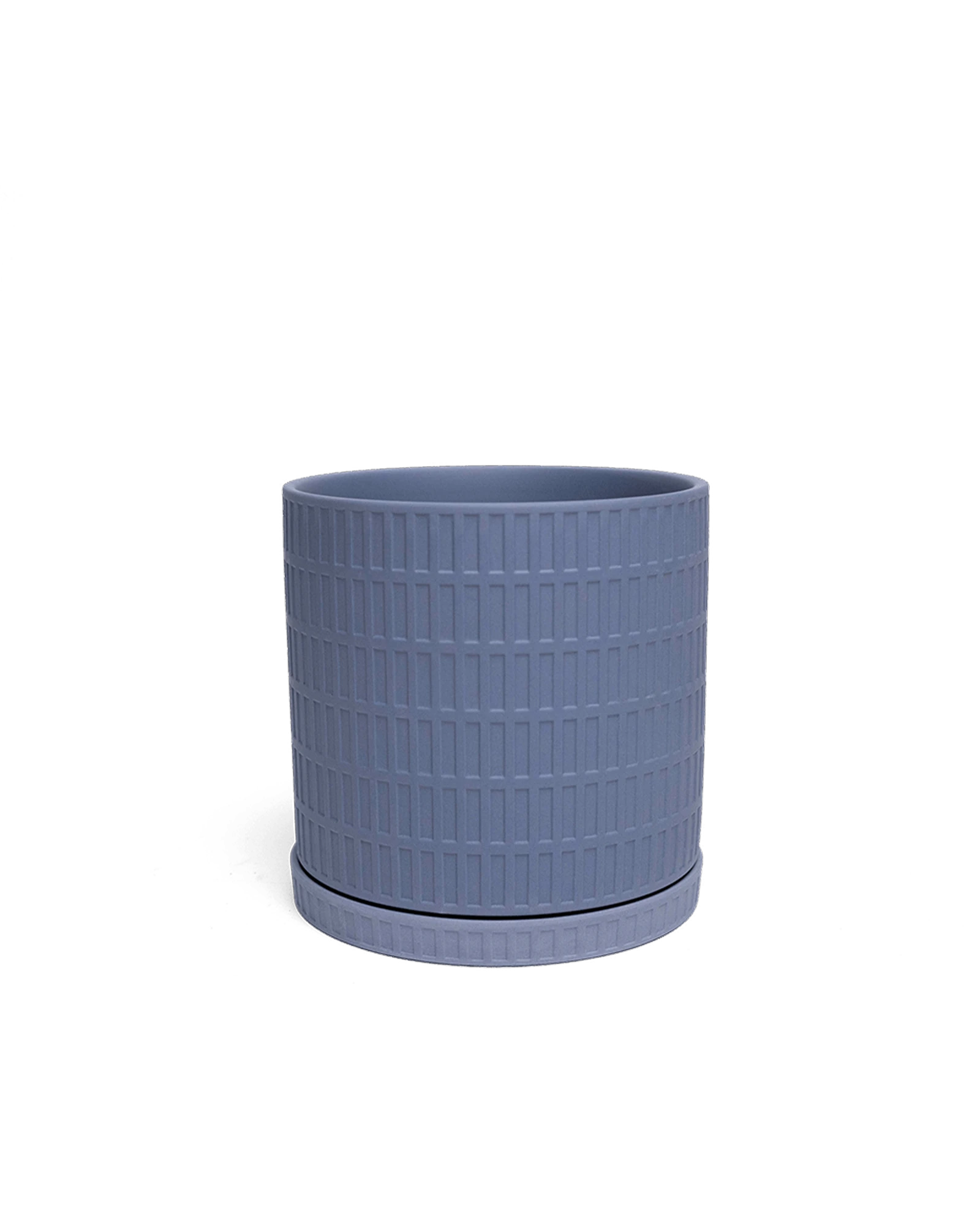 Chive Virago A large blue grey porcelain pot with drainage hole and detachable saucer.