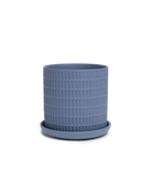 Chive Virago A small blue grey porcelain pot with drainage hole and detachable saucer.