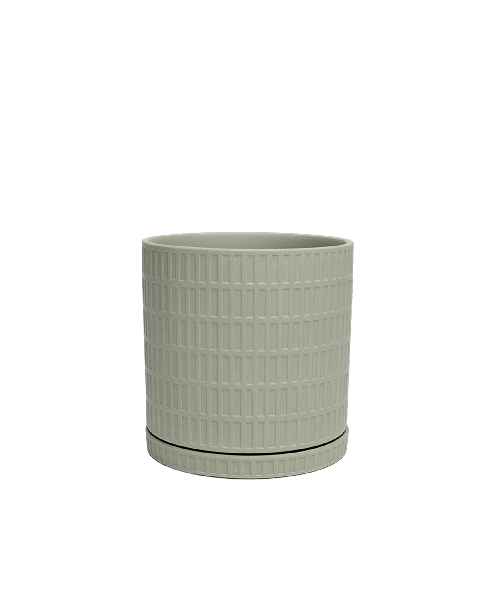 Chive Virago A large olive porcelain pot with drainage hole and detachable saucer.