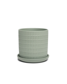 Chive Virago A medium olive porcelain pot with drainage hole and detachable saucer.