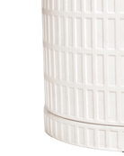 Close-up of the Chive Virago A large white porcelain pot showing the detachable saucer.