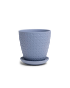 Chive Virago B small blue grey porcelain pot with drainage hole and detachable saucer.