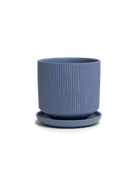 Chive Virago C small blue grey porcelain pot with drainage hole and detachable saucer.