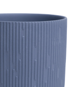 Close-up of the Chive Virago C small blue grey porcelain pot showing the color and ribbed texture finish.