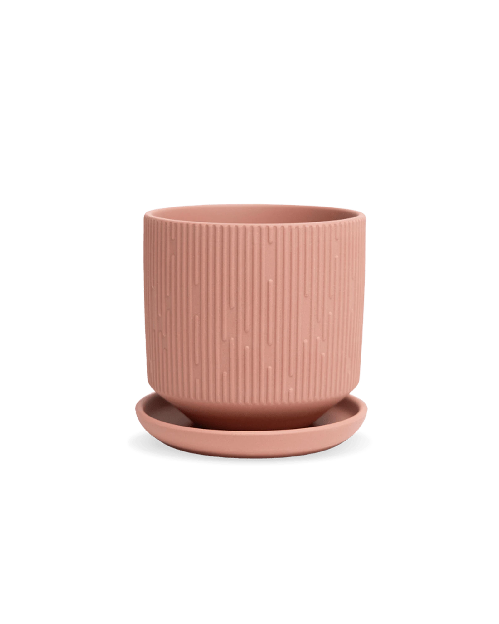 Chive Virago C small clay terracotta porcelain pot with drainage hole and detachable saucer.