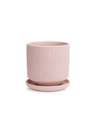 Chive Virago C medium soft pink porcelain pot with drainage hole and detachable saucer.
