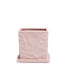 Chive Virago D medium soft pink porcelain pot with drainage hole and detachable saucer.