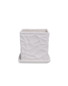 Chive Virago D medium white porcelain pot with drainage hole and detachable saucer.