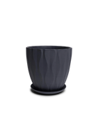 Chive Virago E large black textured porcelain pot with drainage hole and detachable saucer.