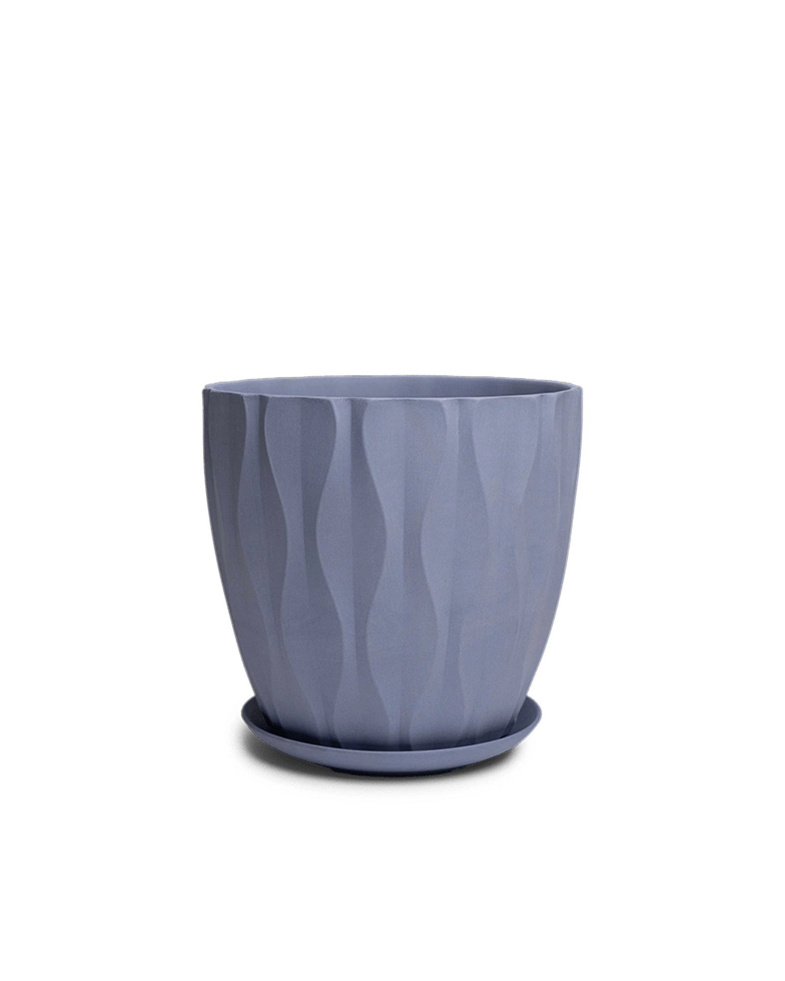 Chive Virago E large blue grey porcelain pot with drainage hole and detachable saucer.