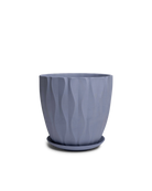 Chive Virago E large blue grey porcelain pot with drainage hole and detachable saucer.