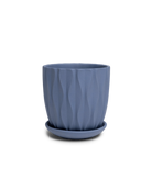 Chive Virago E small blue grey porcelain pot with drainage hole and detachable saucer.