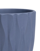 Close-up of the Chive Virago E small blue grey porcelain pot showing the color and vertical wave texture.
