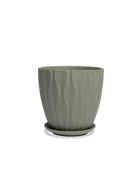 Chive Virago E large olive porcelain pot with drainage hole and detachable saucer.