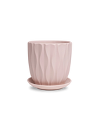 Chive Virago E medium soft pink porcelain pot with drainage hole and detachable saucer.