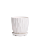 Chive Virago E small white porcelain pot with drainage hole and detachable saucer.