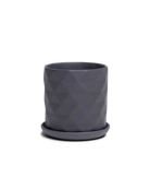 Chive Virago F medium black porcelain pot with drainage hole and detachable saucer.
