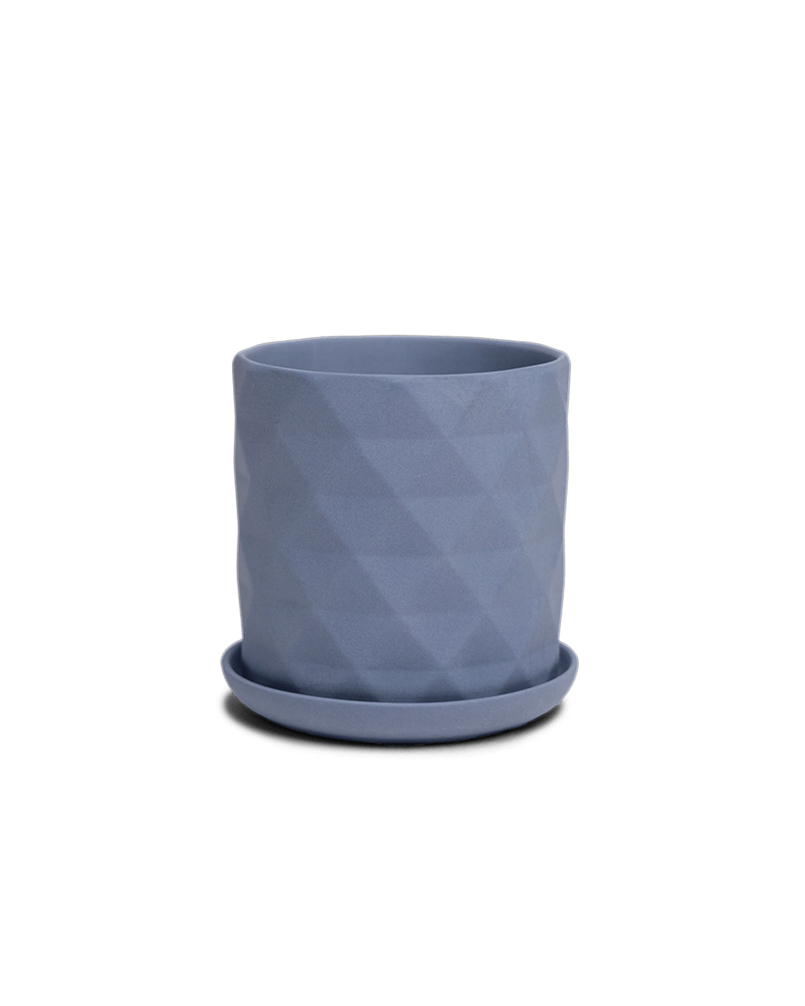 Chive Virago F medium blue grey porcelain pot with drainage hole and detachable saucer.