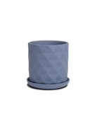 Chive Virago F small blue grey porcelain pot with drainage hole and detachable saucer.