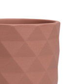 Close-up of the Chive Virago F small clay terracotta porcelain pot showing the color and diamond-shaped textured finish.
