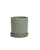 Chive Virago F small olive porcelain pot with drainage hole and detachable saucer.