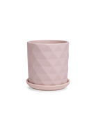 Chive Virago F medium soft pink porcelain pot with drainage hole and detachable saucer.